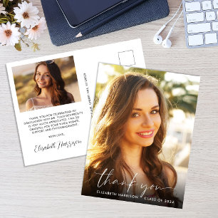 Elegant Script Overlay Photo Studenten Tack Vykort