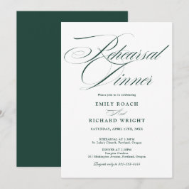 Elegant Script Övningsmiddag Emeraldgrön Inbjudningar