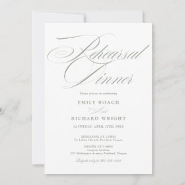 Elegant Script Övningsmiddag Sage Grön Inbjudningar