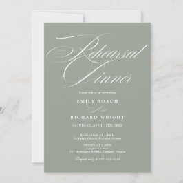 Elegant Script Övningsmiddag Sagegrön Inbjudningar