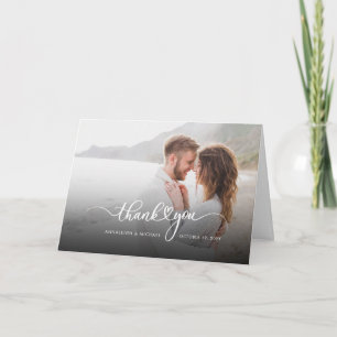 Elegant Script Par Photo Bröllop Tack Kort