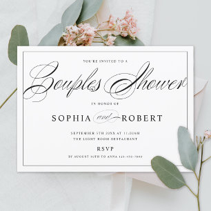 Elegant Script Par Shower Bröllop Inbjudningar