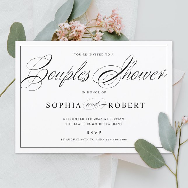 Elegant Script Par Shower Bröllop Inbjudningar (Skapare uppladdad)