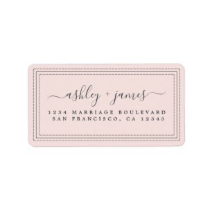 Elegant Script Pastel Rosa Bröllop Returadress Adressetikett