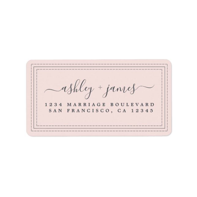Elegant Script Pastel Rosa Bröllop Returadress Adressetikett (Framsidan)