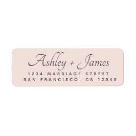 Elegant Script Pastel Rosa Bröllop Returadress Etikett