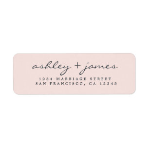 Elegant Script Pastel Rosa Bröllop Returadress Etikett