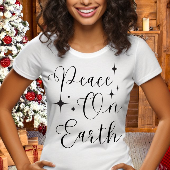 Elegant Script Peace on Earth God jul T Shirt (Skapare uppladdad)