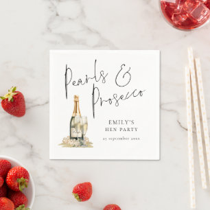 Elegant Script Pearls och Prosecco Hen Party Pappersservett