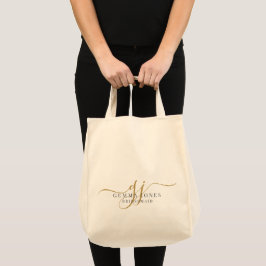Elegant Script Personlig Monogram Bridesmaid Tygkasse