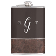 Elegant Script Personlig Monogram Brown Leather