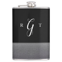 Elegant Script Personlig Monogram Grått-läder