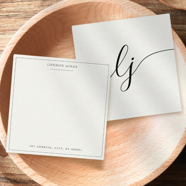 Elegant Script Personlig Stationery Ivory White Anteckningskort (Skapare uppladdad)