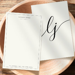 Elegant Script Personlig Stationery Ivory White Brevpapper