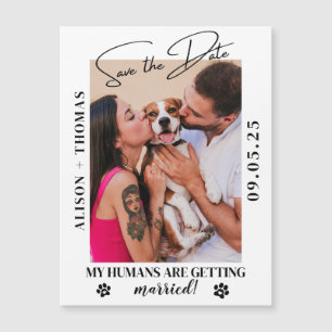 Elegant Script Pet Photo Bröllop spara datum