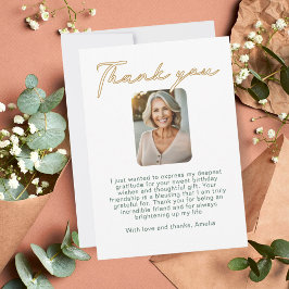 Elegant Script Photo Birthday Tack Kort