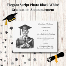 Elegant Script Photo Black White Studenten