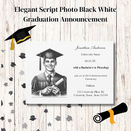 Elegant Script Photo Black White Studenten Meddelande