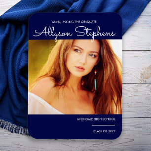 Elegant Script Photo Blue Studenten-meddelande Magnet
