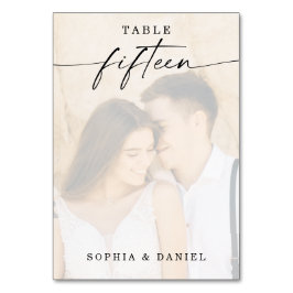 Elegant Script Photo Bröllop Bordsnummer 15