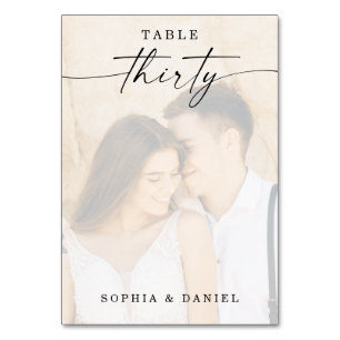 Elegant Script Photo Bröllop Bordsnummer 30