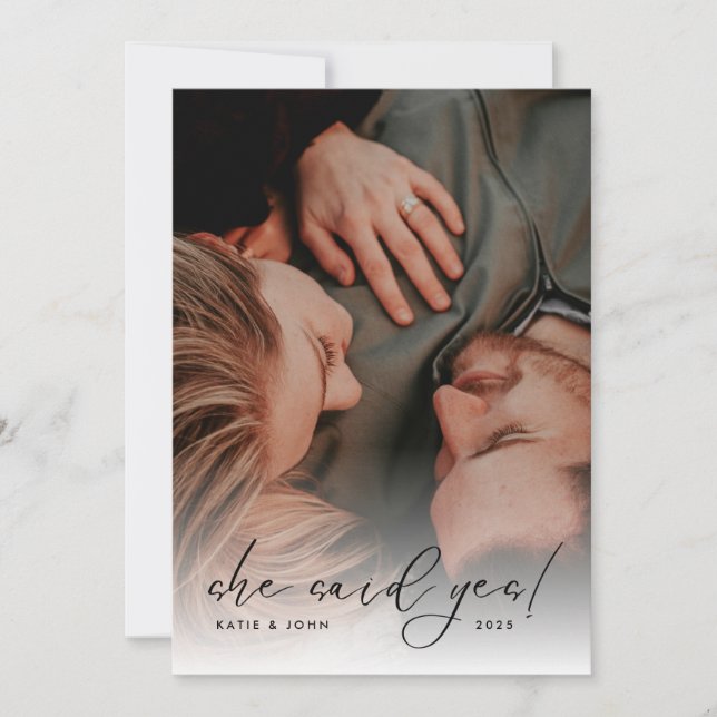 Elegant Script Photo Bröllop Förlovningsfest Inbjudningar (Framsida)