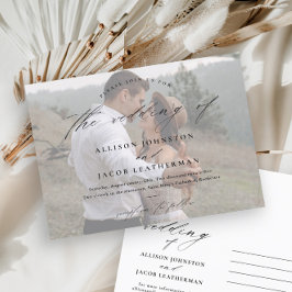 Elegant Script Photo Bröllop Inbjudan Vykort