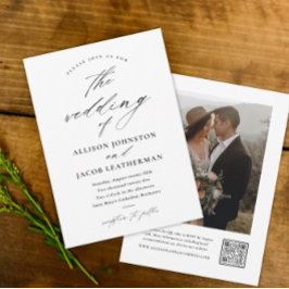Elegant Script Photo Bröllop Inbjudningar