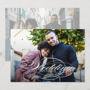 Elegant Script Photo Bröllop spara datum Datumet