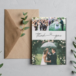 Elegant Script Photo Bröllop Tack Kort