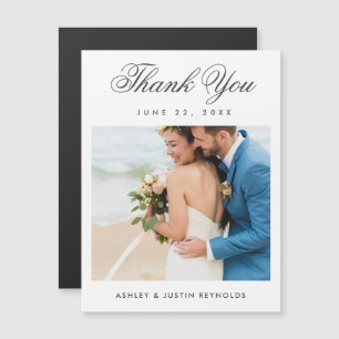 Elegant Script Photo Bröllop Tack Magnet