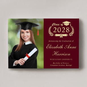 Elegant Script Photo Burgundy College Gradusion Meddelande