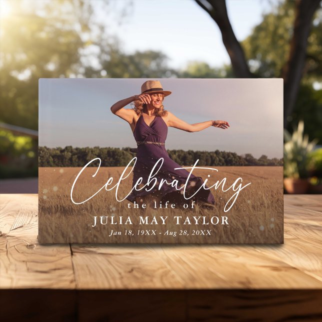 Elegant Script Photo Celebrating the Life of  Gästböcker (Skapare uppladdad)