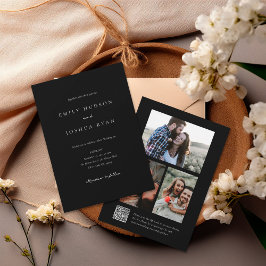 Elegant Script Photo Collage Bröllop Inbjudningar