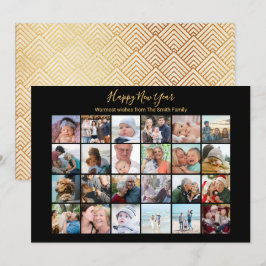 Elegant Script Photo Collage Modern Festive Guld Julkort