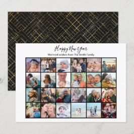 Elegant Script Photo Collage Simple Modern Black Julkort