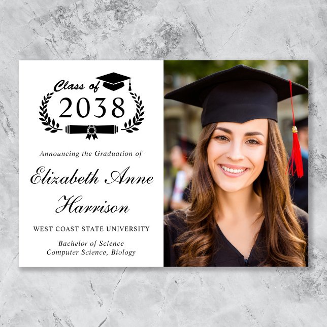 Elegant Script Photo College Graduation Meddelande (Elegant Script Photo College Graduation Announcement)