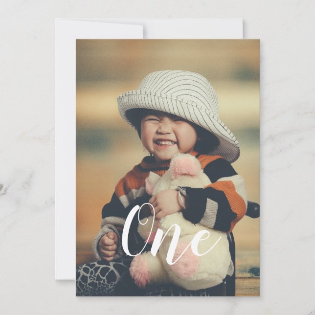 Elegant Script Photo Födelsedagsfest inbjudan (Framsida)