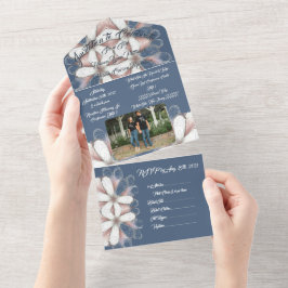 Elegant Script Photo Hawaiian Blommigt Beach Weddi