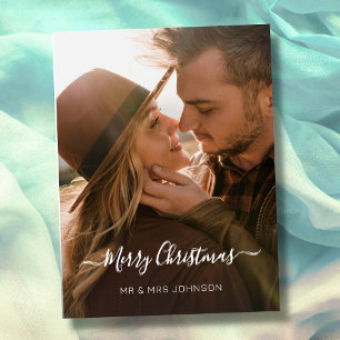 Elegant Script Photo jul 2-sidig design Helg Vykort