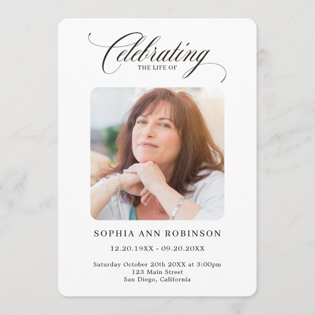 Elegant Script Photo Memorial Order Order of Servi Program (Framsida)