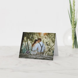 Elegant Script Photo Modern Bröllop Tack Kort