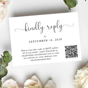 Elegant Script Photo QR-kod Bröllop OSA Kort