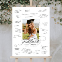 Elegant Script Photo Studenten Guest Namnteckning