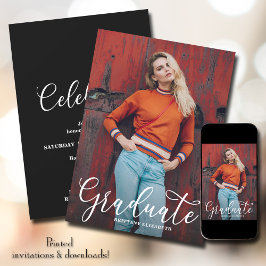 Elegant Script Photo Studenten Inbjudningar