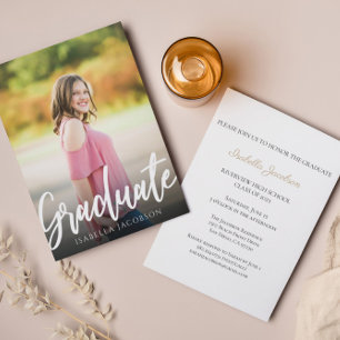 Elegant Script Photo Studenten-meddelande Inbjudningar