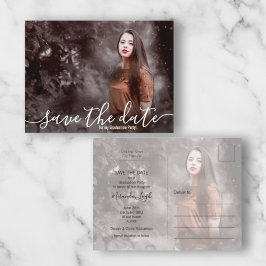 Elegant Script Photo Studenten Spara datum Vykort