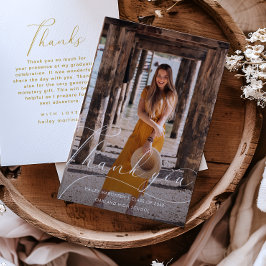 Elegant Script Photo Studenten - tack för vit Inbjudningar