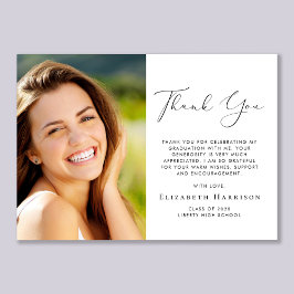 Elegant Script Photo Studenten Tack Kort