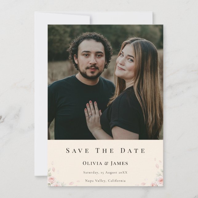 Elegant Script Photo Wedding Save the Date Invite  (Framsida)